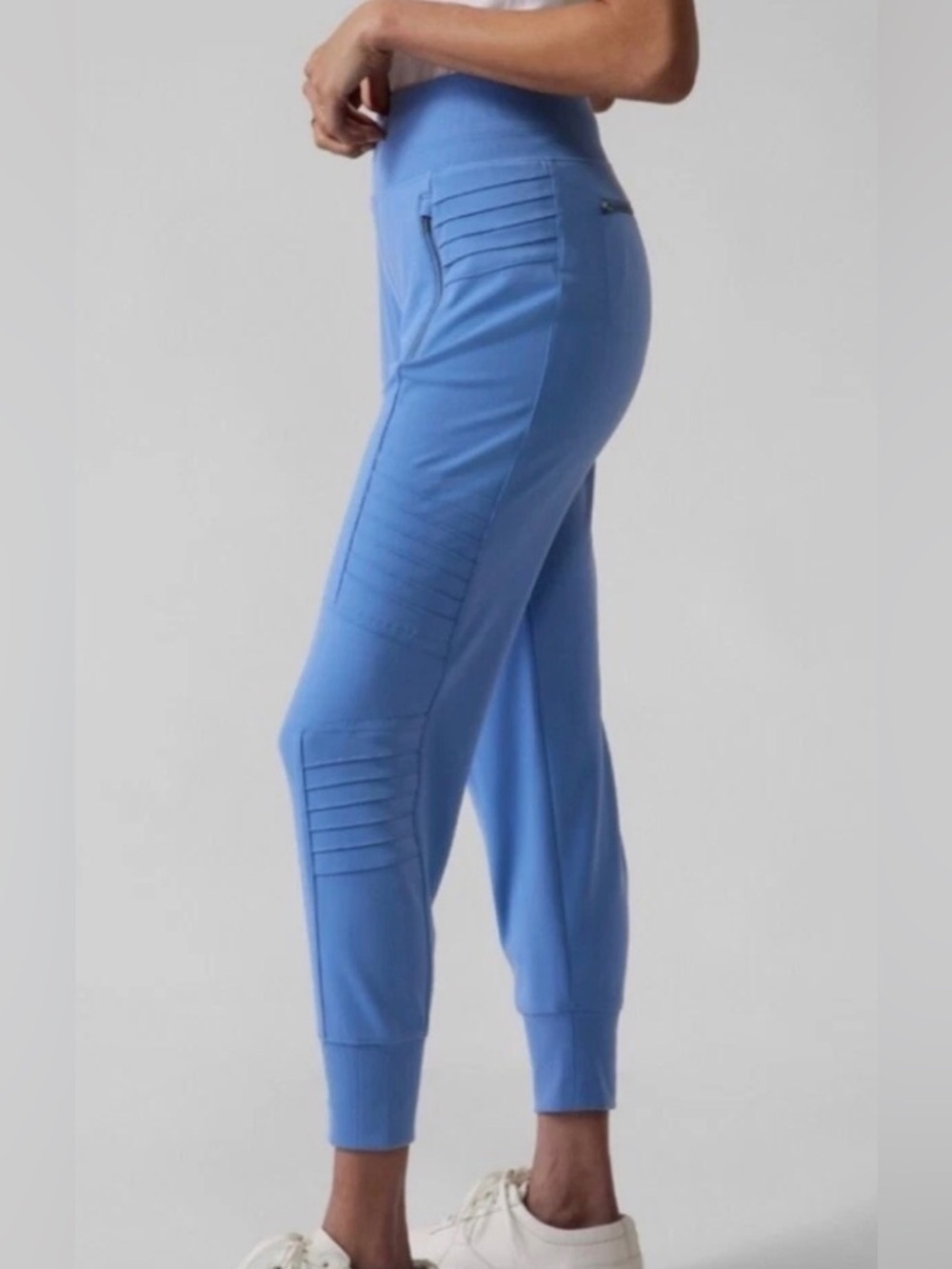 Athleta Venice Moto Joggers Cottage Blue Stretch Pull-On Pants 1X